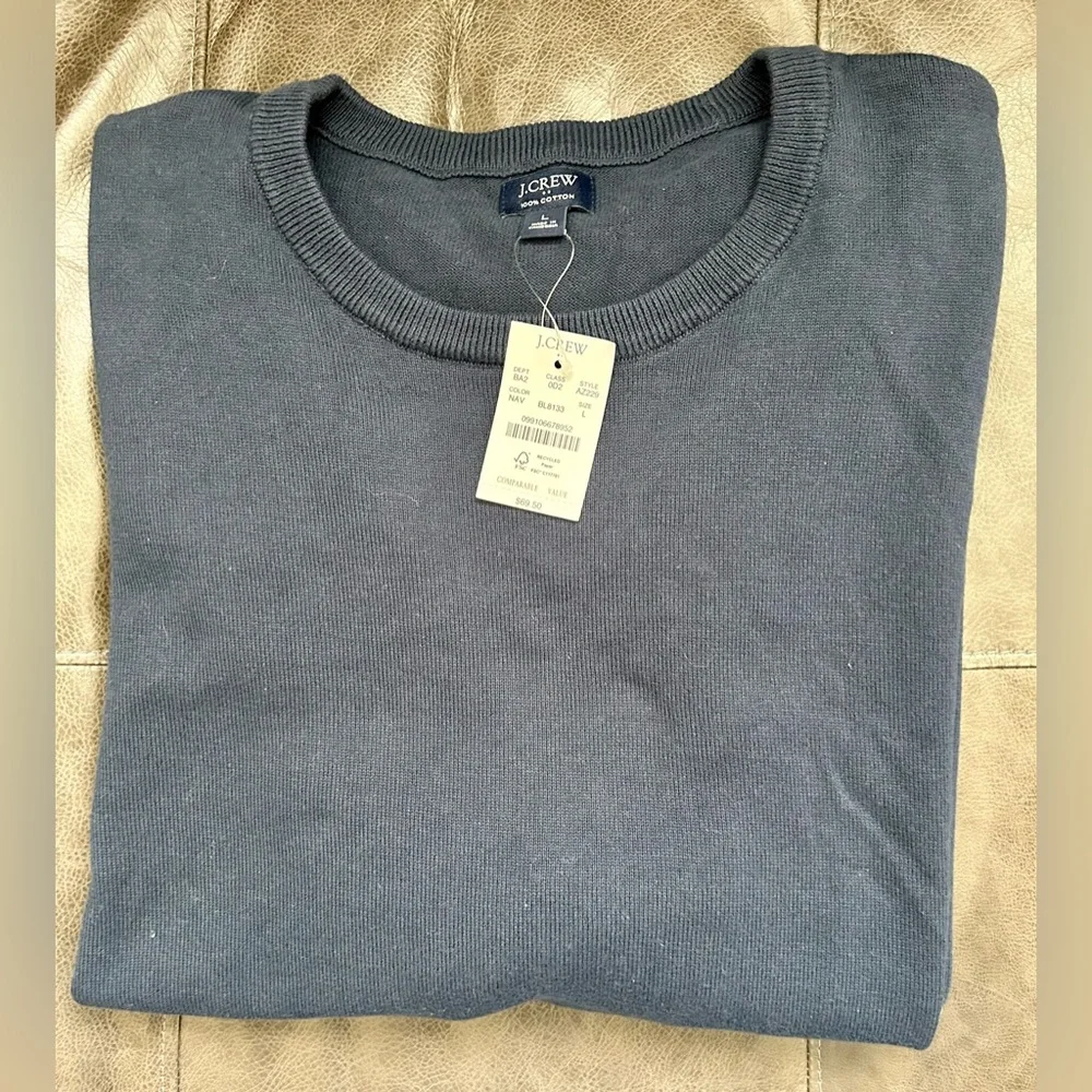 NWT Men’s J Crew navy blue cotton sweater size large